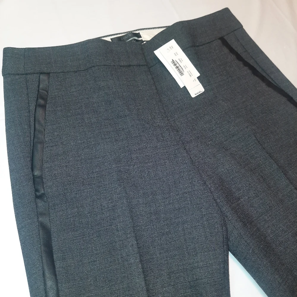 J. Crew | Campbell Tuxedo Dress Pants with Faux Leather Sides Size 2 - Picture 3 of 16